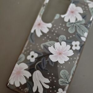 Floral Clear Protective Phone Case - Pink Flower Design